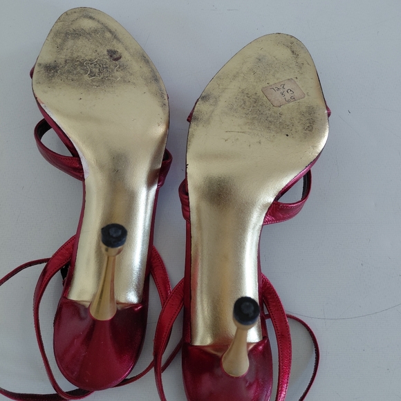 Charles Jourdan Red Strappy Heels - Picture 5 of 6